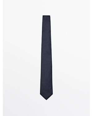 MASSIMO DUTTI 100% Mulberry Silk Polka Dot Tie - Blue