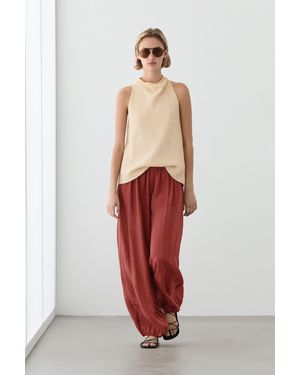 MASSIMO DUTTI Flowing Sarouel Trousers - Red