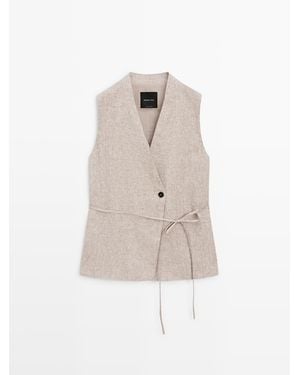 MASSIMO DUTTI Gekruist Kostuumvest - Wit