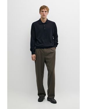MASSIMO DUTTI 100% Cashmere Knit Polo Jumper - Blue