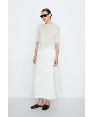 MASSIMO DUTTI Wrap Midi Skirt - Natural
