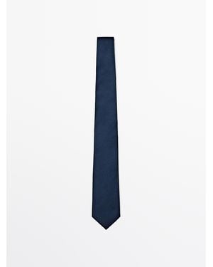 MASSIMO DUTTI 100% Silk Textured Tie - Blue
