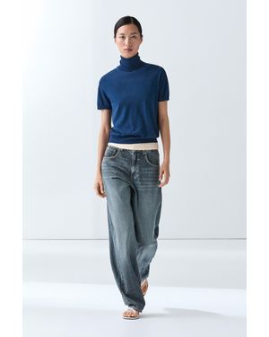 MASSIMO DUTTI Wool-Blend Turtleneck Sweater - Blue