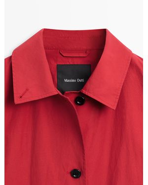 MASSIMO DUTTI Technical Cotton Trench Coat - Red