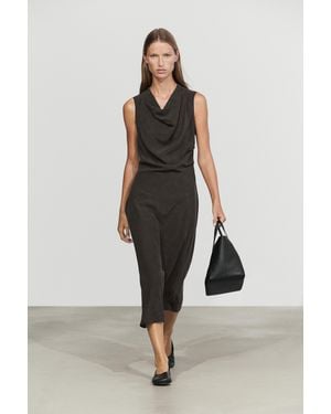 MASSIMO DUTTI Flowing Draped Midi Dress - Multicolour