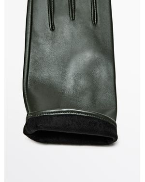 MASSIMO DUTTI Guantes Piel Napa - Verde