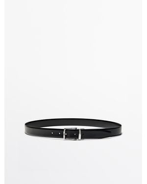 MASSIMO DUTTI Reversible Nappa Leather Belt - White