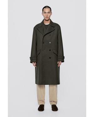 MASSIMO DUTTI Double Breasted Long Coat - Green