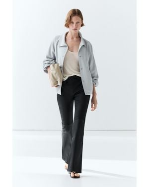 MASSIMO DUTTI Nappa Leather Flare Fit Leggings - Blue
