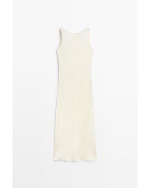 MASSIMO DUTTI Satijnachtige Midi-Jurk - Wit