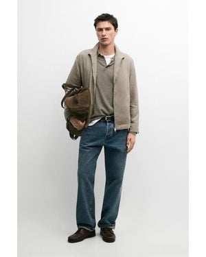 MASSIMO DUTTI Chaqueta Bómber Lino - Azul