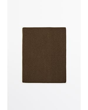 MASSIMO DUTTI Wool-Cashmere Blend Smooth Fine Knit Scarf - Natural