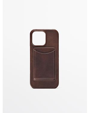 MASSIMO DUTTI Iphone Pro Max 16 Nappa Leather Case - Brown