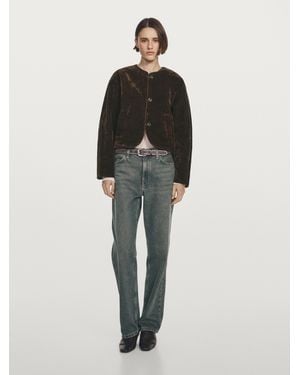 MASSIMO DUTTI Kurze Jeansjacke Mit Velourfinish - Blau