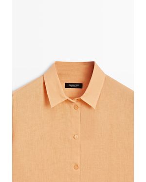 MASSIMO DUTTI Flowing 100% Linen Shirt - Natural