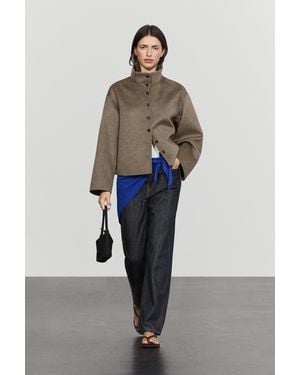MASSIMO DUTTI Wool-Blend Stand-Collar Jacket - Brown