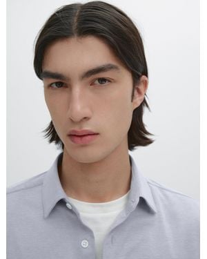 MASSIMO DUTTI Hemd Aus Melierter Baumwolle Im Slim-Fit - Blau