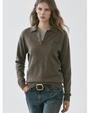 MASSIMO DUTTI Jersey Detalle Bolsillo Cashmere - Verde