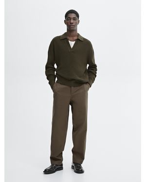 MASSIMO DUTTI Gerippter Strick-Pullover Aus 100 Baumwolle - Grün