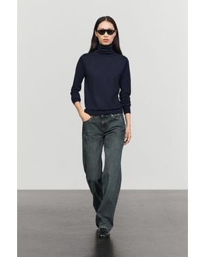 MASSIMO DUTTI Wool-Blend Turtleneck Knit Sweater - Blue