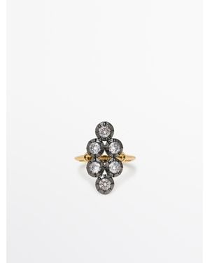 MASSIMO DUTTI Antique Rhinestone Ring - White