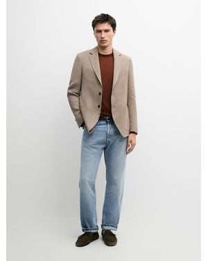 MASSIMO DUTTI American Tailoring With Linen Pocket Detail - Blau