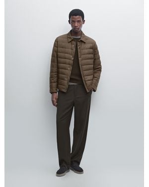 MASSIMO DUTTI Extra Lightweight Puffer Jacket - Brown