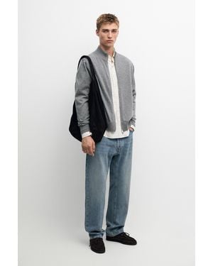 MASSIMO DUTTI 100% Cashmere Zip-Up Knit Cardigan - Blue