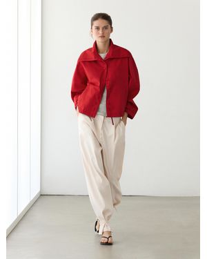 MASSIMO DUTTI Lightweight Cotton Jacket With Button Details - Red