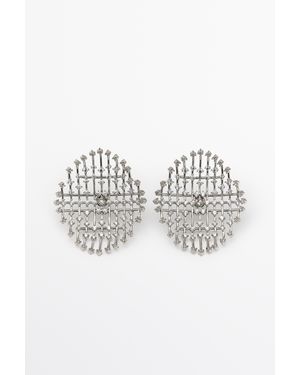 MASSIMO DUTTI Rhinestone Statement Earrings - Metallic