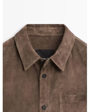 MASSIMO DUTTI Suede Leather Overshirt - Multicolour