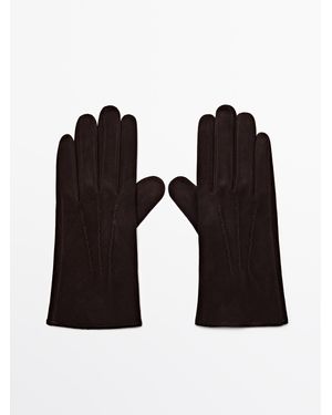 MASSIMO DUTTI Handschuhe Aus Wildleder - Schwarz