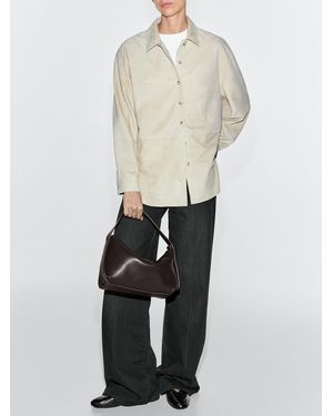 MASSIMO DUTTI Small Nappa Leather Shoulder Bag - White