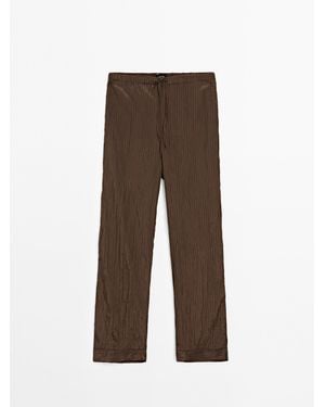 MASSIMO DUTTI Broek Met Krijtstreep - Bruin