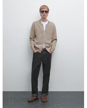 MASSIMO DUTTI Cárdigan Punto Tipo Bomber - Gris