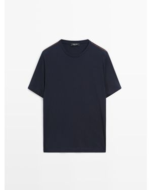 MASSIMO DUTTI T-Shirt Met Korte Mouw En Combi Naad - Blauw