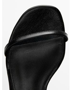 MASSIMO DUTTI Strappy Leather Mid-Wedge Sandals - Black