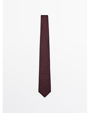 MASSIMO DUTTI 100% Mulberry Silk Polka Dot Tie - Purple
