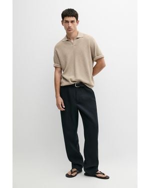 MASSIMO DUTTI Straight-Leg Linen Pants - Black