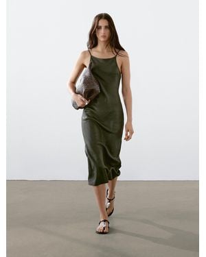 MASSIMO DUTTI Satiniertes Trägerkleid - Grün