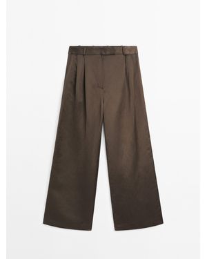 MASSIMO DUTTI Broek Met Dubbele Bandplooi - Bruin