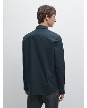 MASSIMO DUTTI Camisa Slim Fit Stretch - Azul