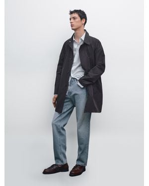 MASSIMO DUTTI Packable Water-Repellent Trench Coat - Grey