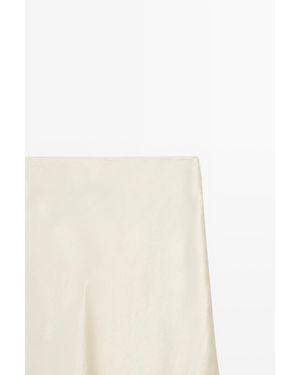 MASSIMO DUTTI Falda Midi Fluida Satinada - Neutro