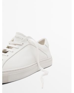 MASSIMO DUTTI Split Suede Trainers - White