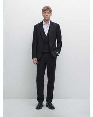 MASSIMO DUTTI Anzugblazer Mit Reverskragen Und V-Ausschnitt - Blau