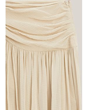 MASSIMO DUTTI Falda Midi Detalle Fajín Cintura - Neutro