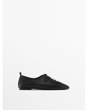 MASSIMO DUTTI Flat Lace-Up Shoes - White