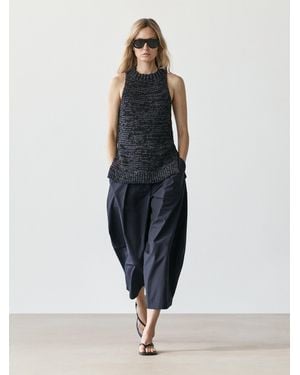 MASSIMO DUTTI Marl Knit Halter Top - Blue