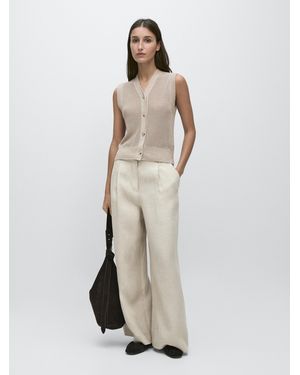 MASSIMO DUTTI Chaleco Punto Cuello Subido - Blanco